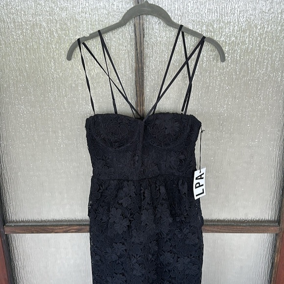 LPA Madonna Lace Corset Midi Dress - Black size Small - Picture 4 of 9